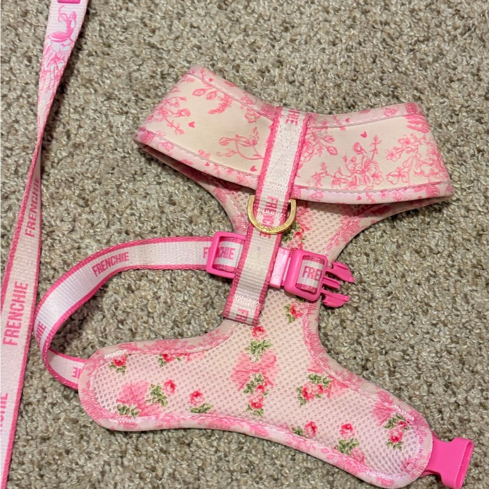 Frenchie Brand Toile Pink Floral Duo Reversible Breathable Harness S - Picture 5 of 6